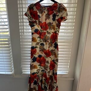 Tuckernuck Red and Blue Poppy Linen Midi Dress